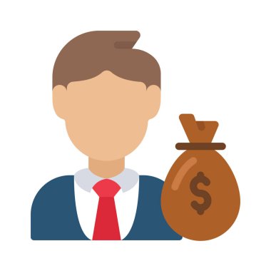 Beyaz arkaplanda Erkek Yatırımcı simgesi