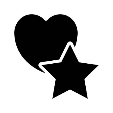 Yıldız ve Kalp ikonu, vektör illüstrasyonu