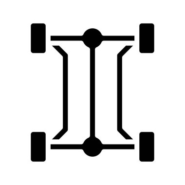Dört Tekerlekli Dingil Simgesi Basit Vektör İllüstrasyonu