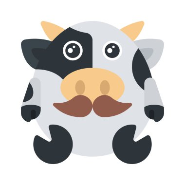 Bıyıklı inek karikatür tasarımı