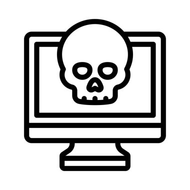 Kolayca değiştirebilen ya da düzenleyebilen dizüstü bilgisayar vektör simgesine sahip kafatası