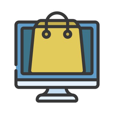 Bilgisayar Alışveriş Torbası Web simgesi vektör çizimi