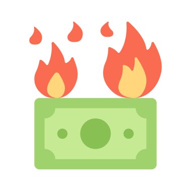 Yanan Para web simgesi vektör illüstrasyonu