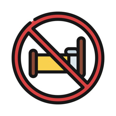 Boş Yatak yassı simgesi yok, vektör illüstrasyonu 