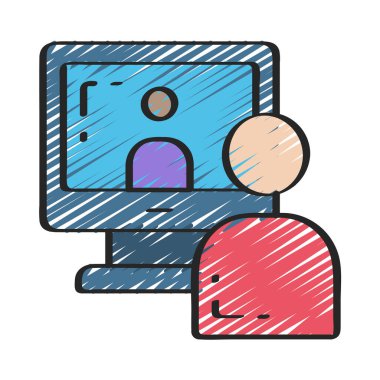 Video Konferansı simgesi basit düz illüstrasyon