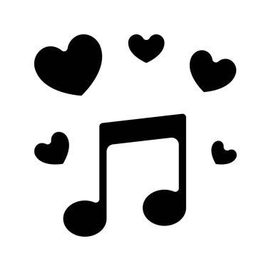 Aşk Müzik Web ikonu vektör illüstrasyonu
