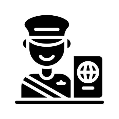 Sınır Güvenliği İşçisi düz simgesi, vektör illüstrasyonu 