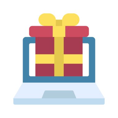 Laptop Hediye Kutusu simgesi, vektör illüstrasyonu 