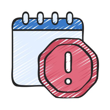 Takvim hatası simgesi, vektör illüstrasyonu 