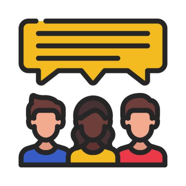 Konuşan Üç Kişi Simge Basit Vektör İllüstrasyonu