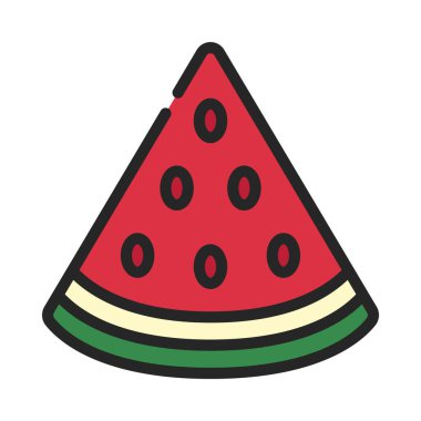 Beyaz arka planda karpuz meyvesi, illüstrasyon, vektör.