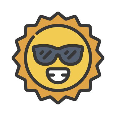Sun Smiley web simgesi vektör illüstrasyonu