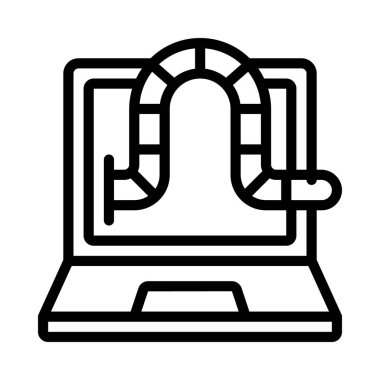 Laptop Solucan simgesi, vektör illüstrasyonu 