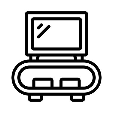 Yuvarlak Modern TV Birimi Web ikonu vektör illüstrasyonu