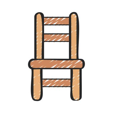 Yemek ahşap sandalye simgesi, vektör illüstrasyonu