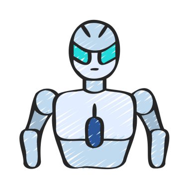 Robot karakter ikonu vektör çizimi tasarımı
