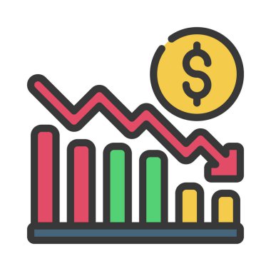 Finansal Kayıp web simgesi vektör illüstrasyonu