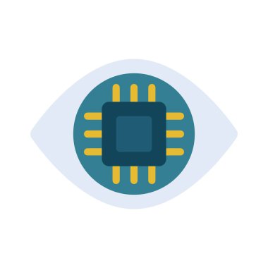 Bilgisayar Çipi Göz simgesi, vektör illüstrasyonu 