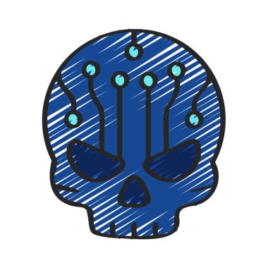 Moda biçimi izole edilmiş arka planda siber kafatası simgesi