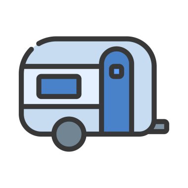 Caravan flat icon, vector illustration