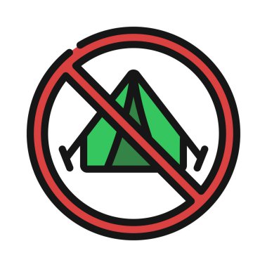 Kamp Web simgesi vektör illüstrasyonu yok