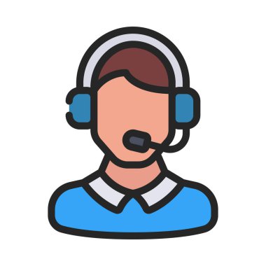 Müşteri Desteği Web simgesi vektör illüstrasyonu