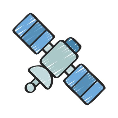 Uzay Uydu simgesi, vektör illüstrasyonu  