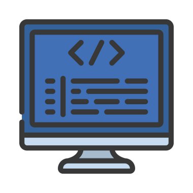 Bilgisayar Kodu simgesi, vektör illüstrasyonu 