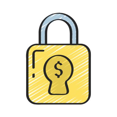 Finansal Kilit web simgesi vektör çizimi