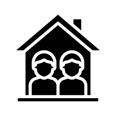 Ev ikonunda oda arkadaşları, vektör illüstrasyonu   