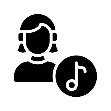 Kadın Müzik Yapımcısı Web ikonu vektör çizimi