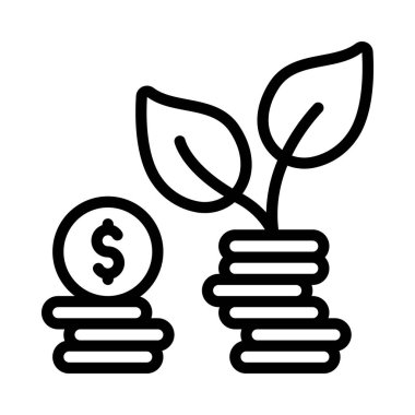 Para Büyüme web simgesi vektör illüstrasyonu