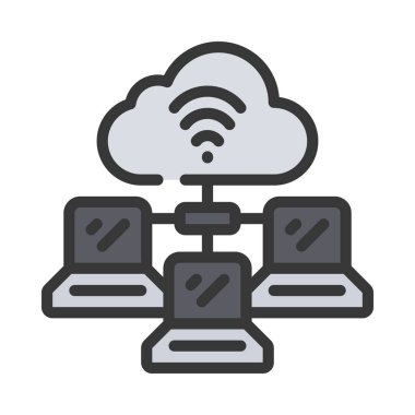 Bulut Bilgisayar Ağı simgesi, vektör illüstrasyonu 