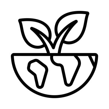 Dünya simgesinde büyüyen bitki, vektör illüstrasyonu