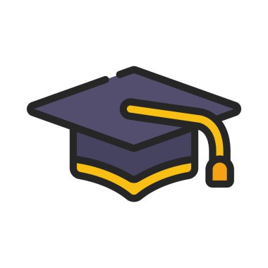 mezuniyet şapkası izole edilmiş simge, vektör illüstrasyonu 