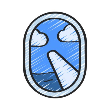 Uçak Pencere simgesi, vektör illüstrasyonu