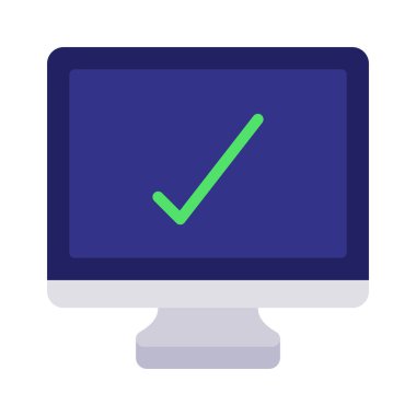 Onaylanmış Bilgisayar simgesi, vektör illüstrasyonu 