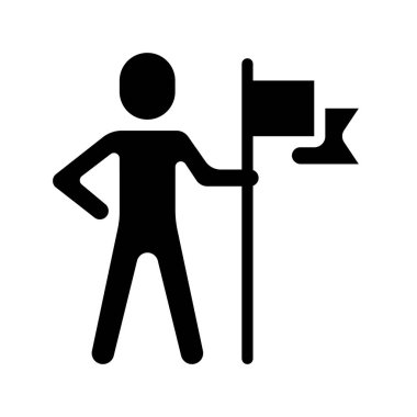 Liderlik Bayrağı Kişisi Web simgesi vektör illüstrasyonu