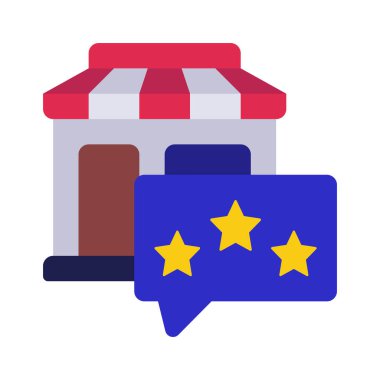 dükkan gözden geçirme düz simgesi, vektör illüstrasyonu