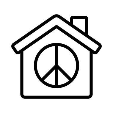 ev simgesi ve barış işareti vektör illüstrasyonu