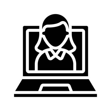 Çalışan Laptop simgesi, vektör illüstrasyonu 