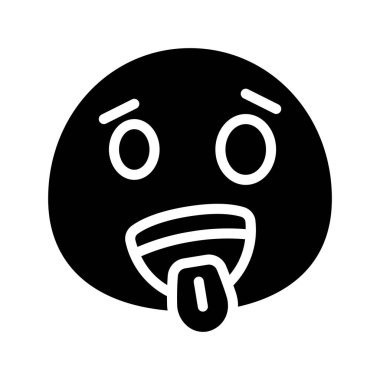 Aptal duygu simgesi düz simge, vektör illüstrasyonu 