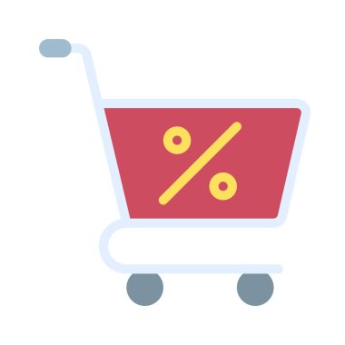 İndirimli Alışveriş Arabası web simgesi vektör illüstrasyonu