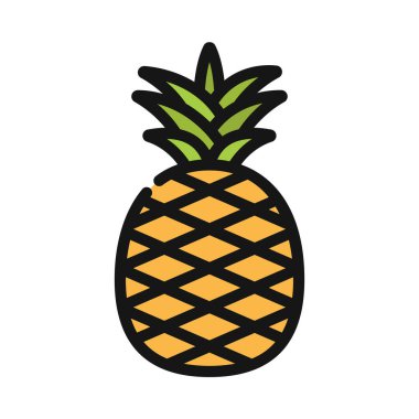 Ananas meyvesi ikonu. Beyaz arkaplanda izole edilmiş web tasarımı için vektör simgesi