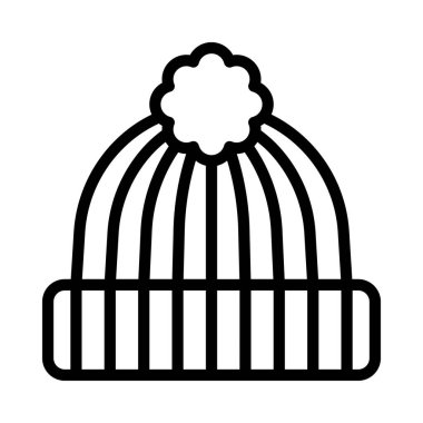 Bobble Şapka Simgesi Basit Vektör İllüstrasyonu