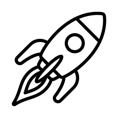 Uçan Uzay Roketi simgesi, vektör illüstrasyonu  