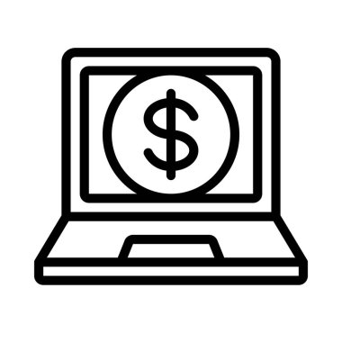 Dizüstü Para Para simgesi, vektör illüstrasyonu 
