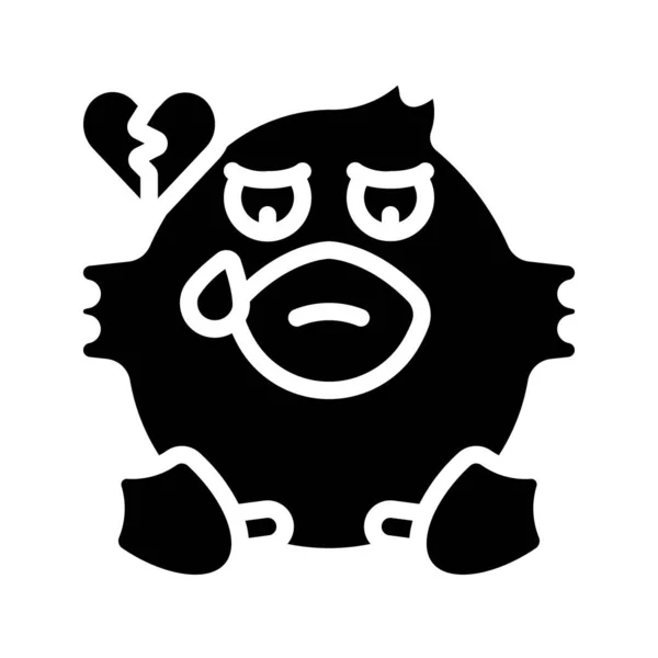 Smutné Zlomené Srdce Kachní Ilustrace Emoji — Stockový vektor
