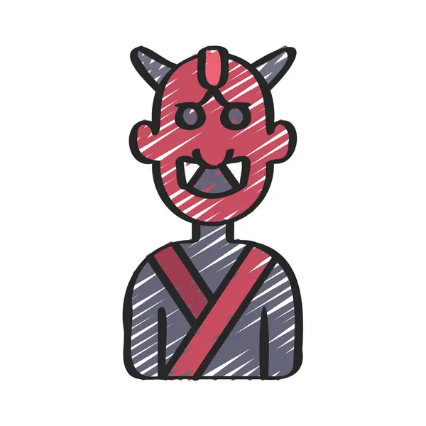 Maschera Demoniaca Ninja Icona Web Vettoriale Illustrazione — Vettoriale Stock