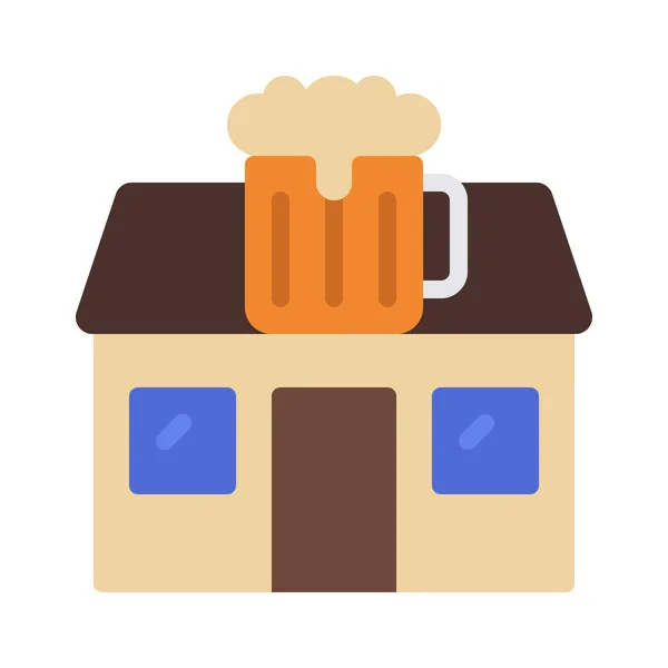 Vektorová Ilustrace Webové Ikony Pub Building — Stockový vektor